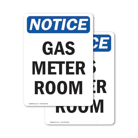 Signmission Gas Meter Room, 5 in W x Rectangle, Vinyl Decal OS-2PACK-NS-D-57-V-13013